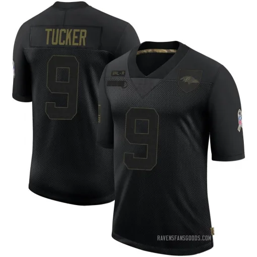 Limited Justin Tucker Men's Baltimore Ravens Black 2020 Salute To Service Jersey - Nike