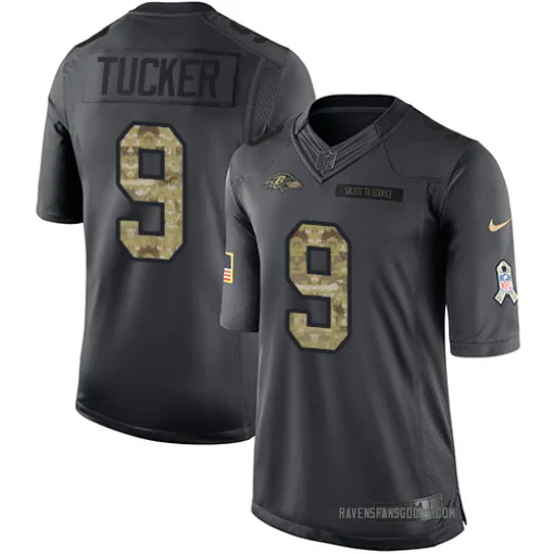 Limited Justin Tucker Youth Baltimore Ravens Black 2016 Salute to Service Jersey - Nike